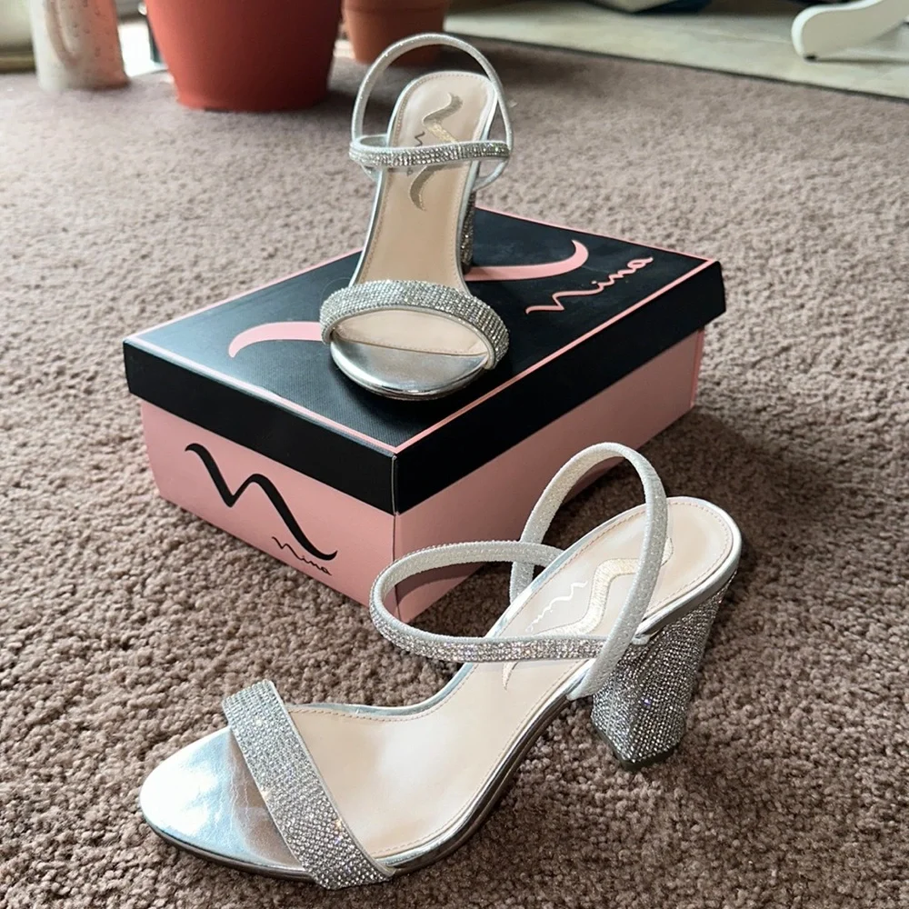 Nina Slingback Sparkly Sandal Heels - Picture 1 of 2